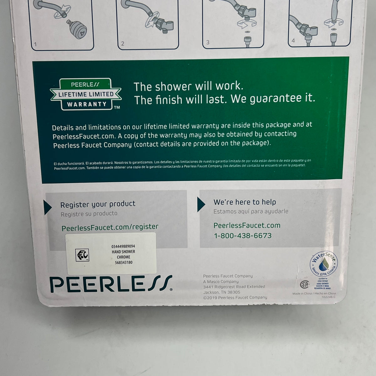 PEERLESS Hand Shower Soft Rubber Touch Clean Spray Holes 7-Setting Chrome 76730