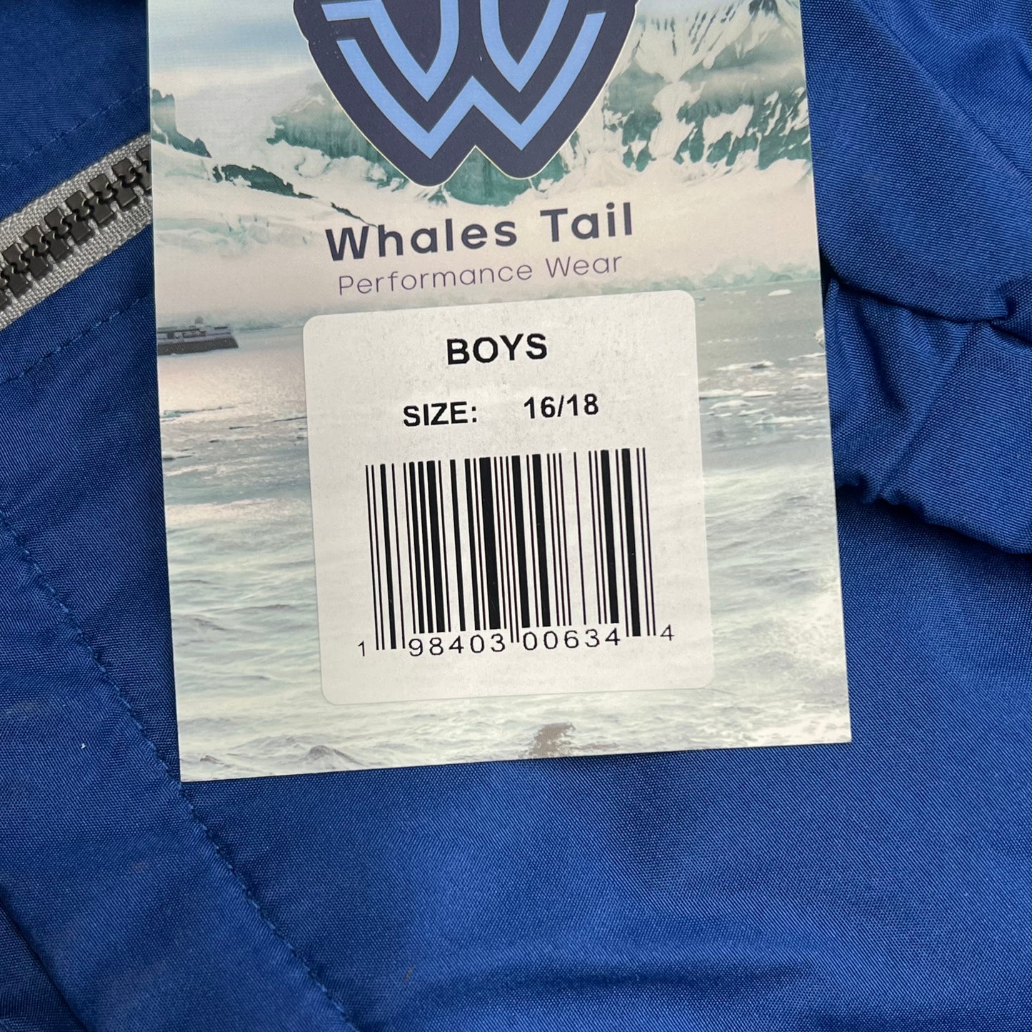 WHALES TAIL PERFORMANCE  Fleece Lined Windbreaker Jacket Boy's Sz 16/18 Blue