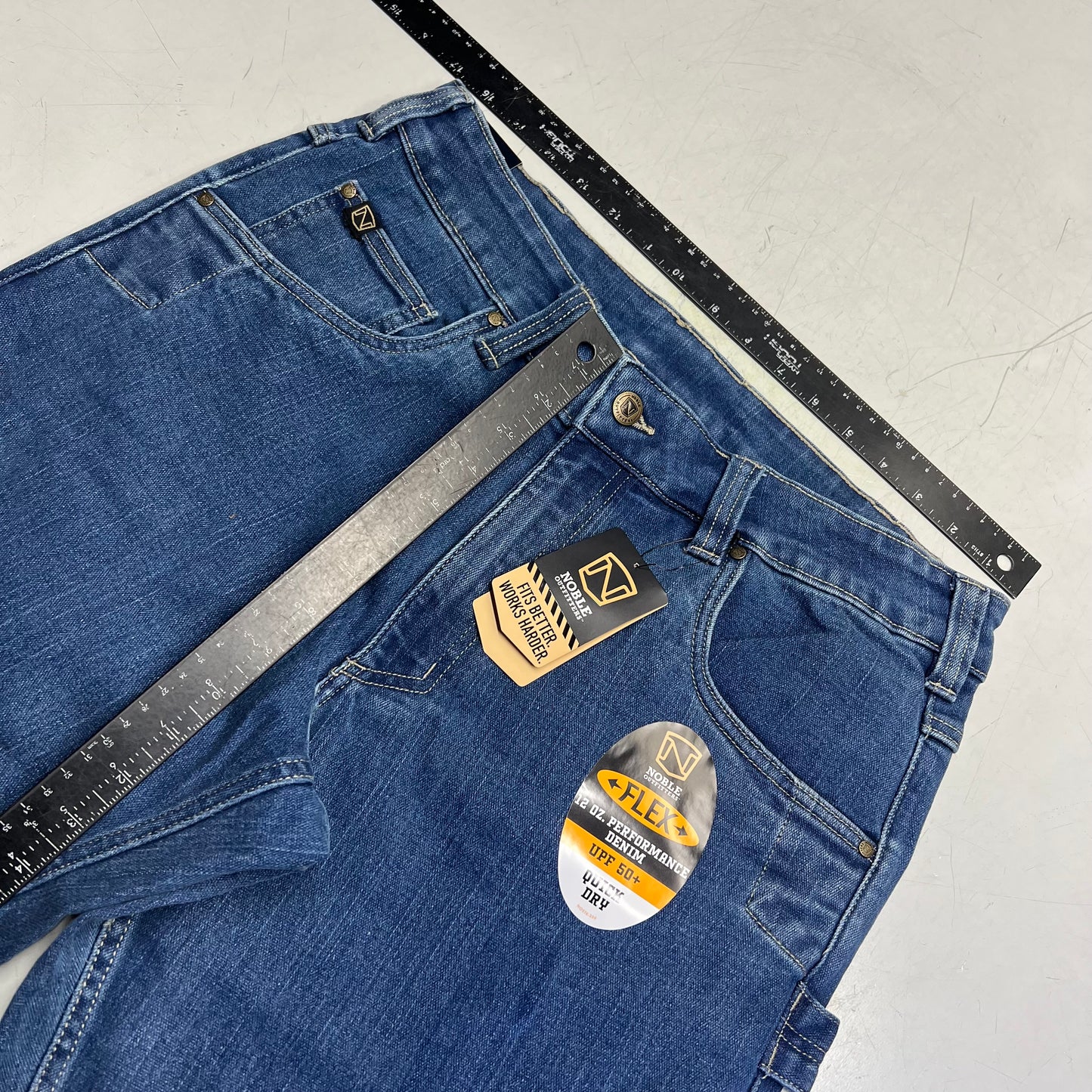 NOBLE OUTFITTERS Flex Denim Carpenter Jean Men's Sz 34x34 Stonewash 18457