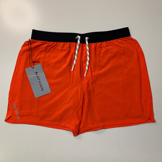 NATHAN Front Runner Shorts 5" Inseam Men's Fiery Red Size L NS70100-20126-L