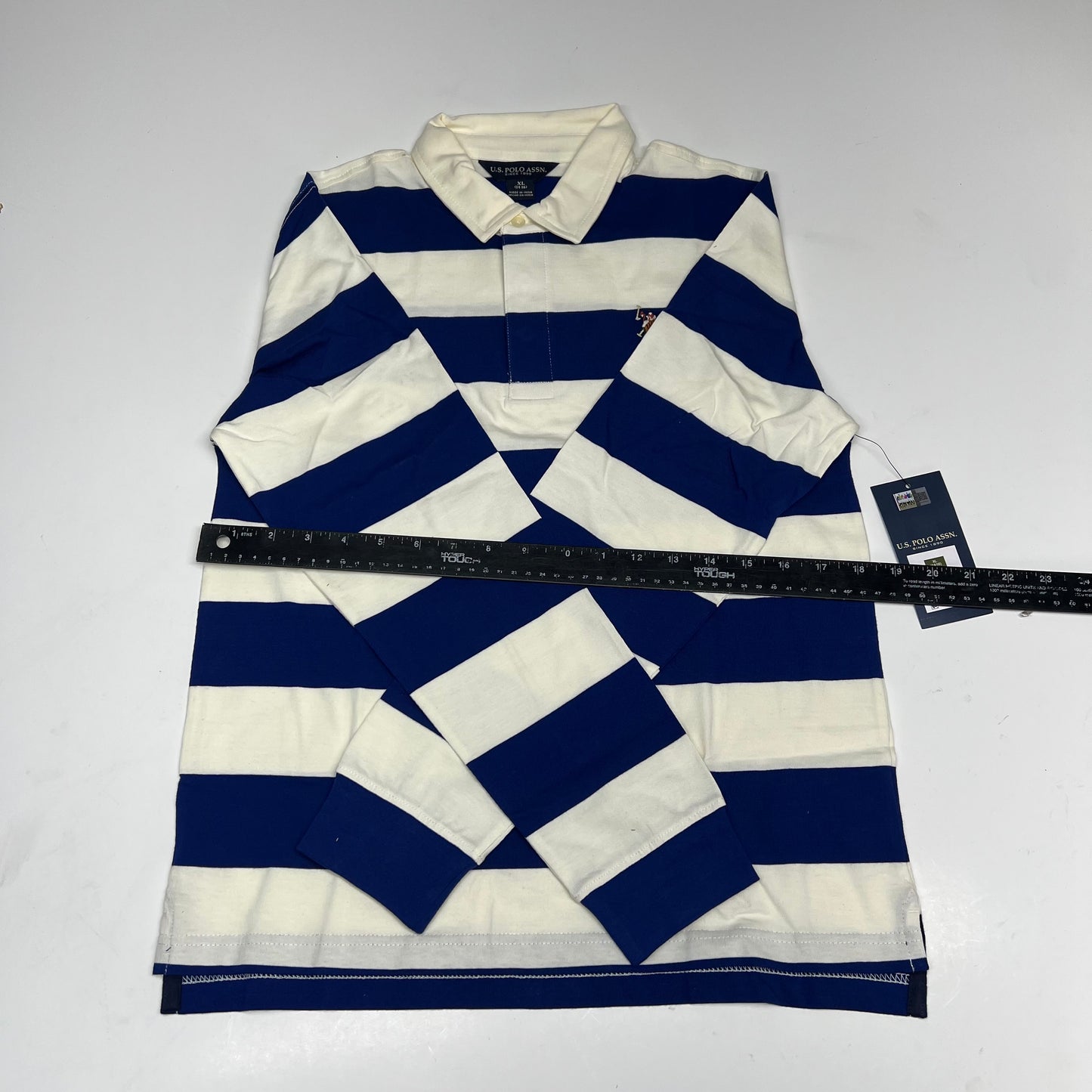 ZA@ U.S. POLO ASSN Long Sleeve Collard Shirt  Men's Sz XL Vineyard Blue/White 98826