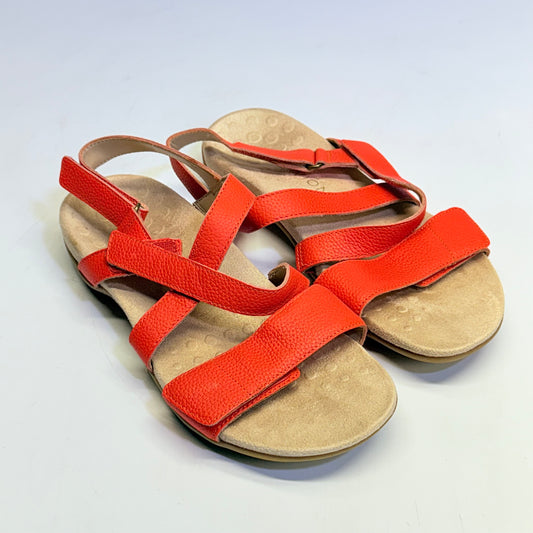 VIONIC Slingback Sandals Raya Adjustable Leather Sz 8M Cherry Tomato New