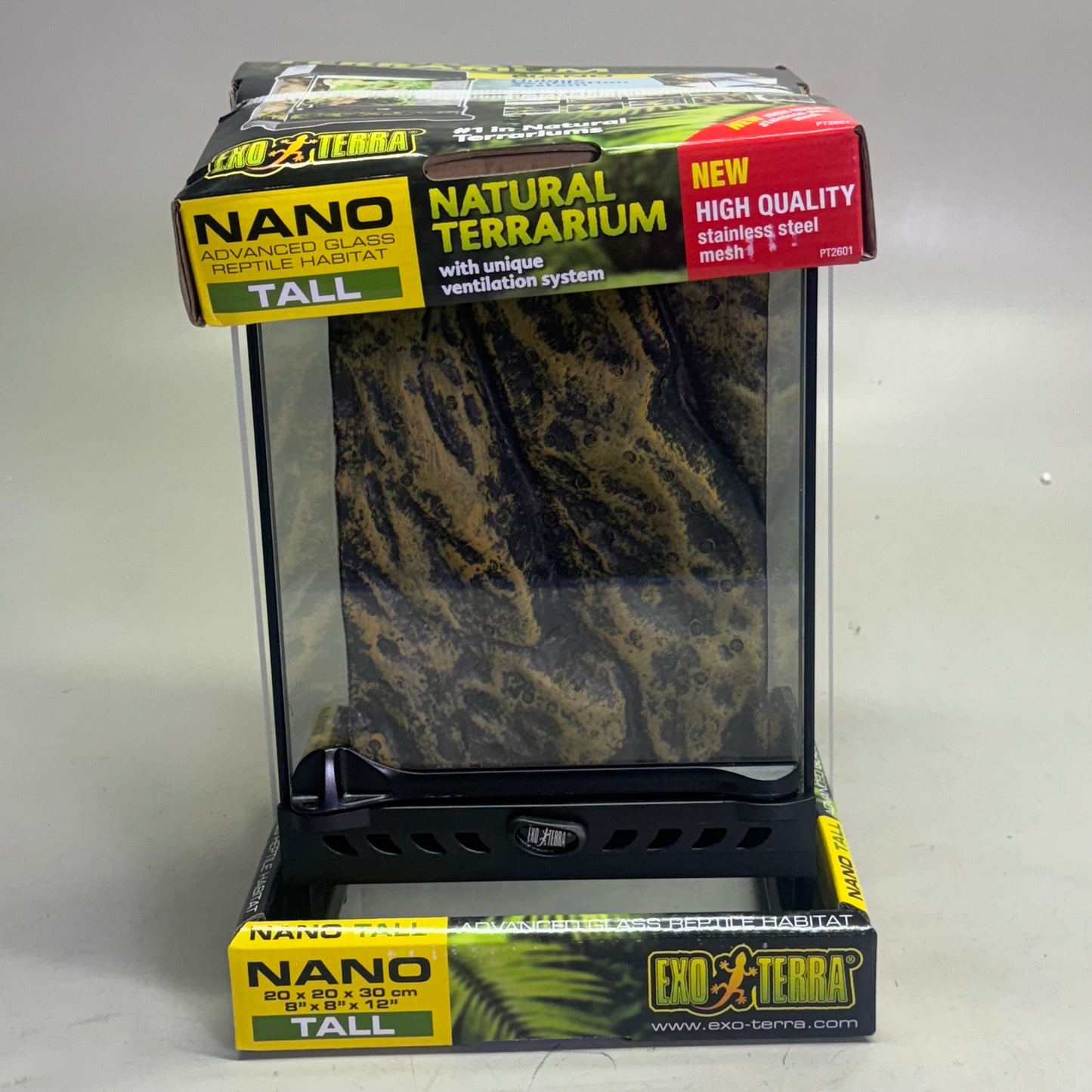EXO-TERRA Natural Terrarium Advanced Reptile Habitat Sz 8" x 8" x 12" PT2601.BX