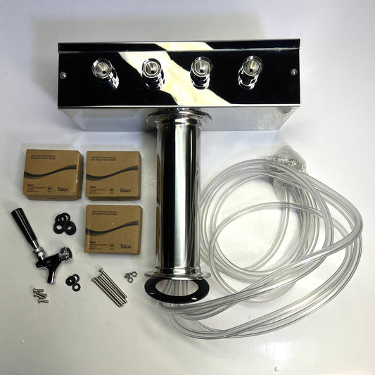 TALOS Stainless Steel 4-Tap Beer Tower W/ Column Chrome/Black 178TOWERQUAD