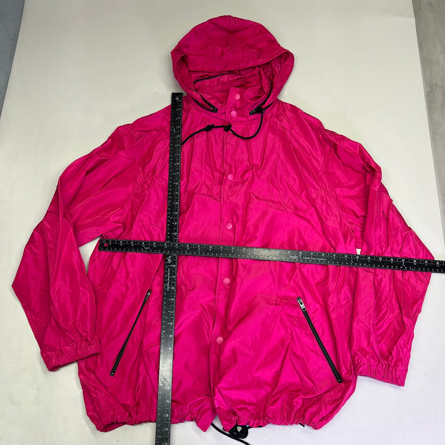 BALENCIAGA Oversized Logo Raincoat Made In Italy Women's Sz 38 Magenta