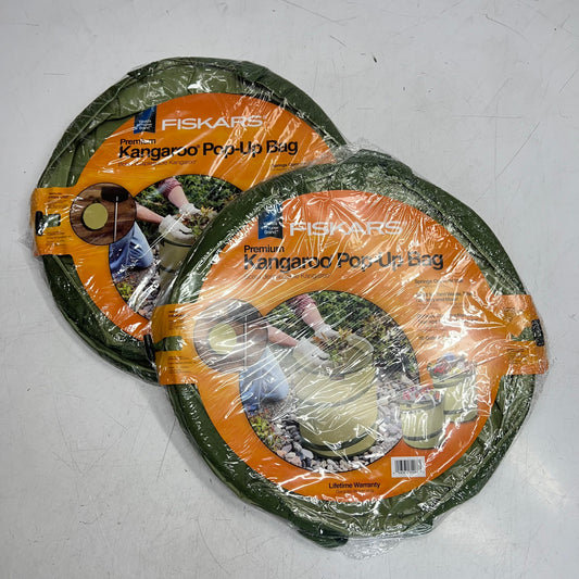FISKARS (2 PACK) Premium Kangaroo Pop-up Bag  10 Gallon Forest Green 94046974J