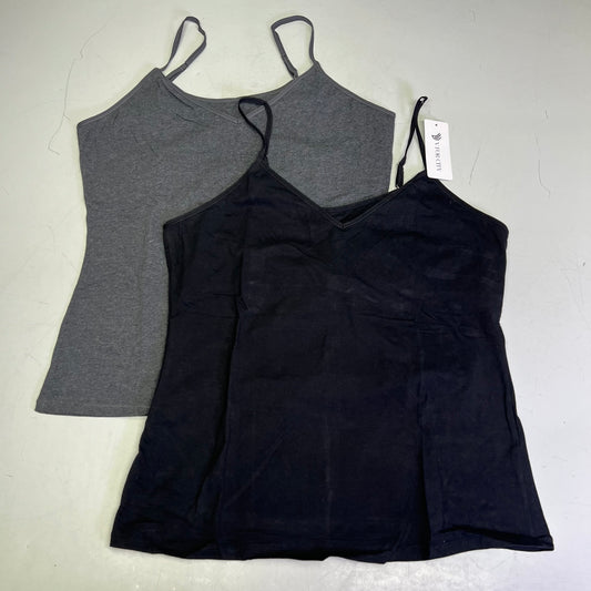 V FOR CITY (SET OF 2) Shelf Bra Camisole Tank Top Women's Sz 2XL Grey/Black