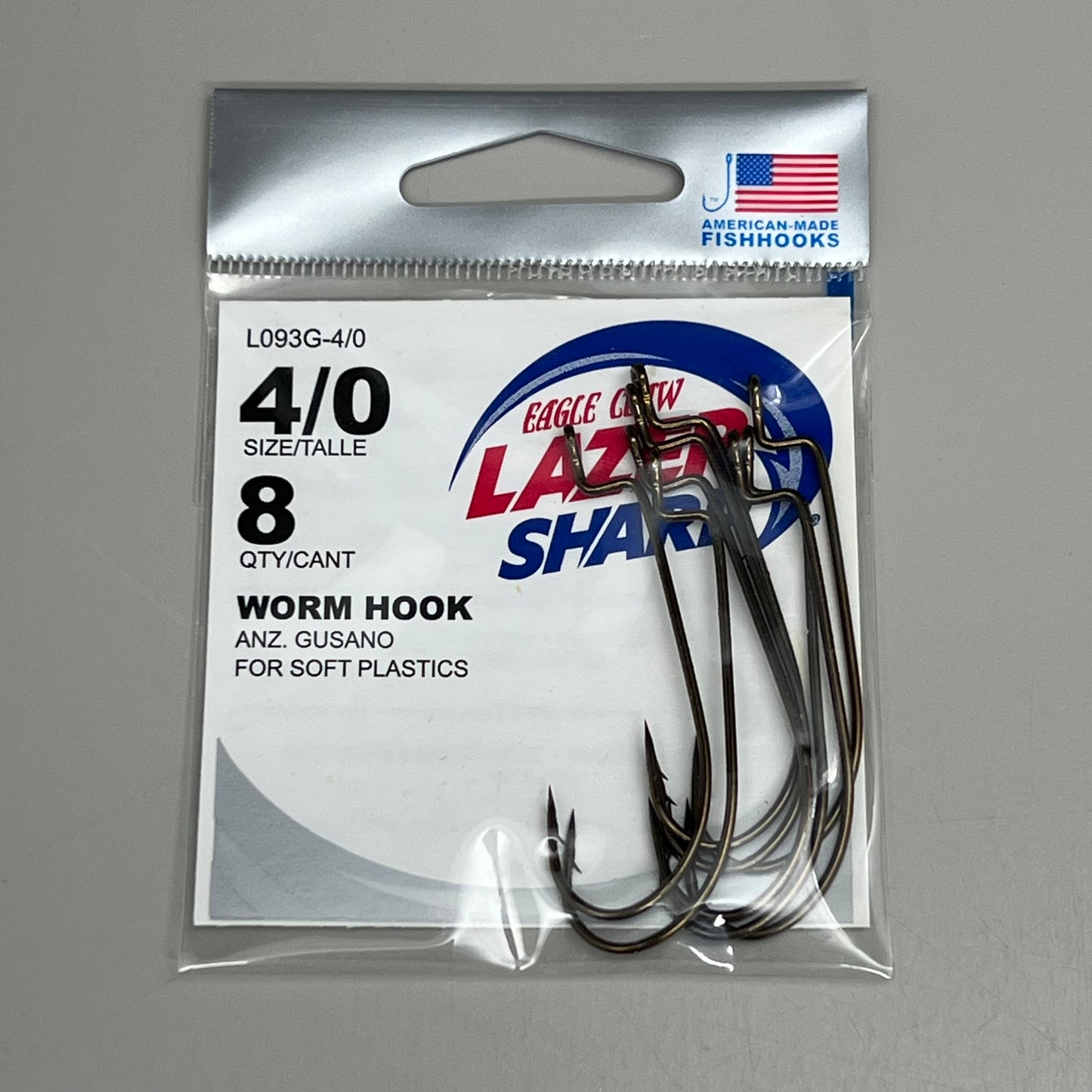 EAGLE CLAW (5 PACK) High Carbon Steel Worm Hook Bronze #4/0 8pc L093G-4/0