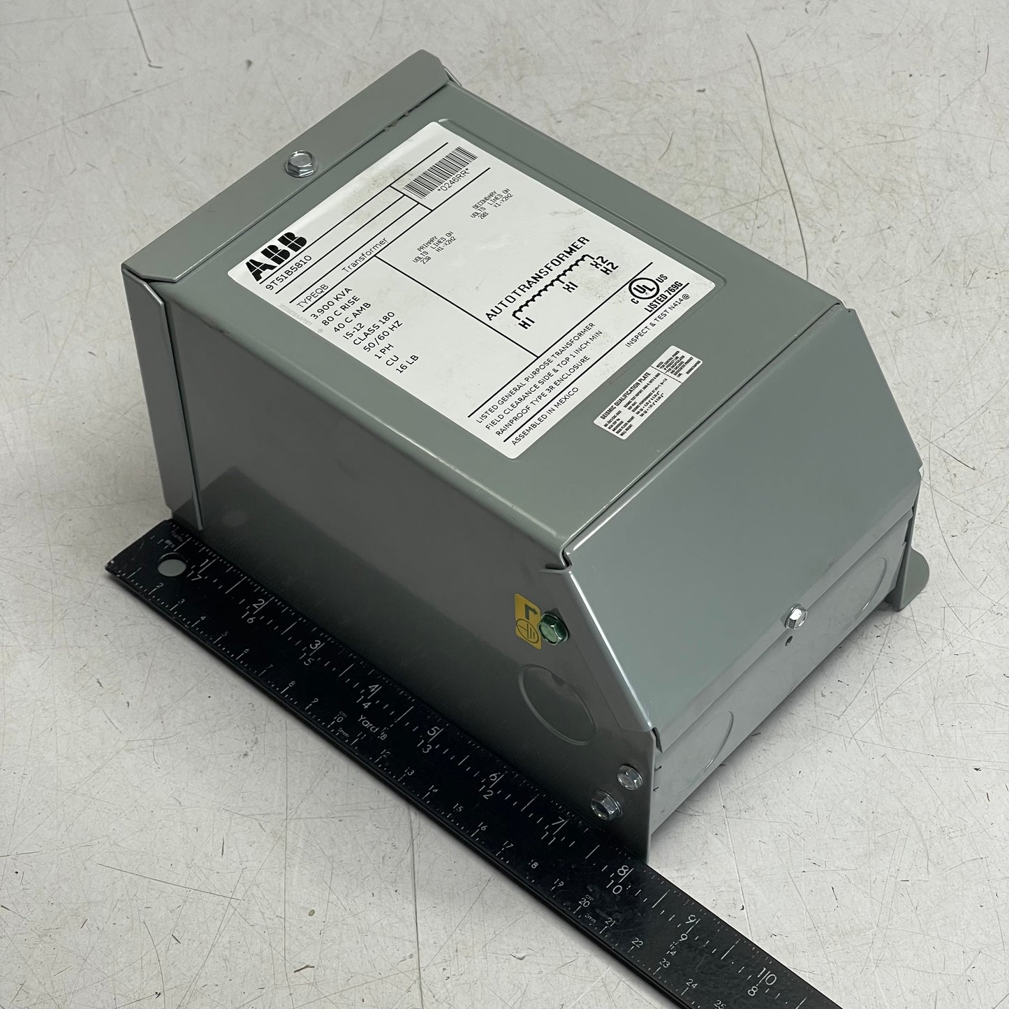 ABB Type QB Autotransformer, Single Phase, Low Voltage, Dry Type 3.9 kVA, 50 Hz 9T51B5810