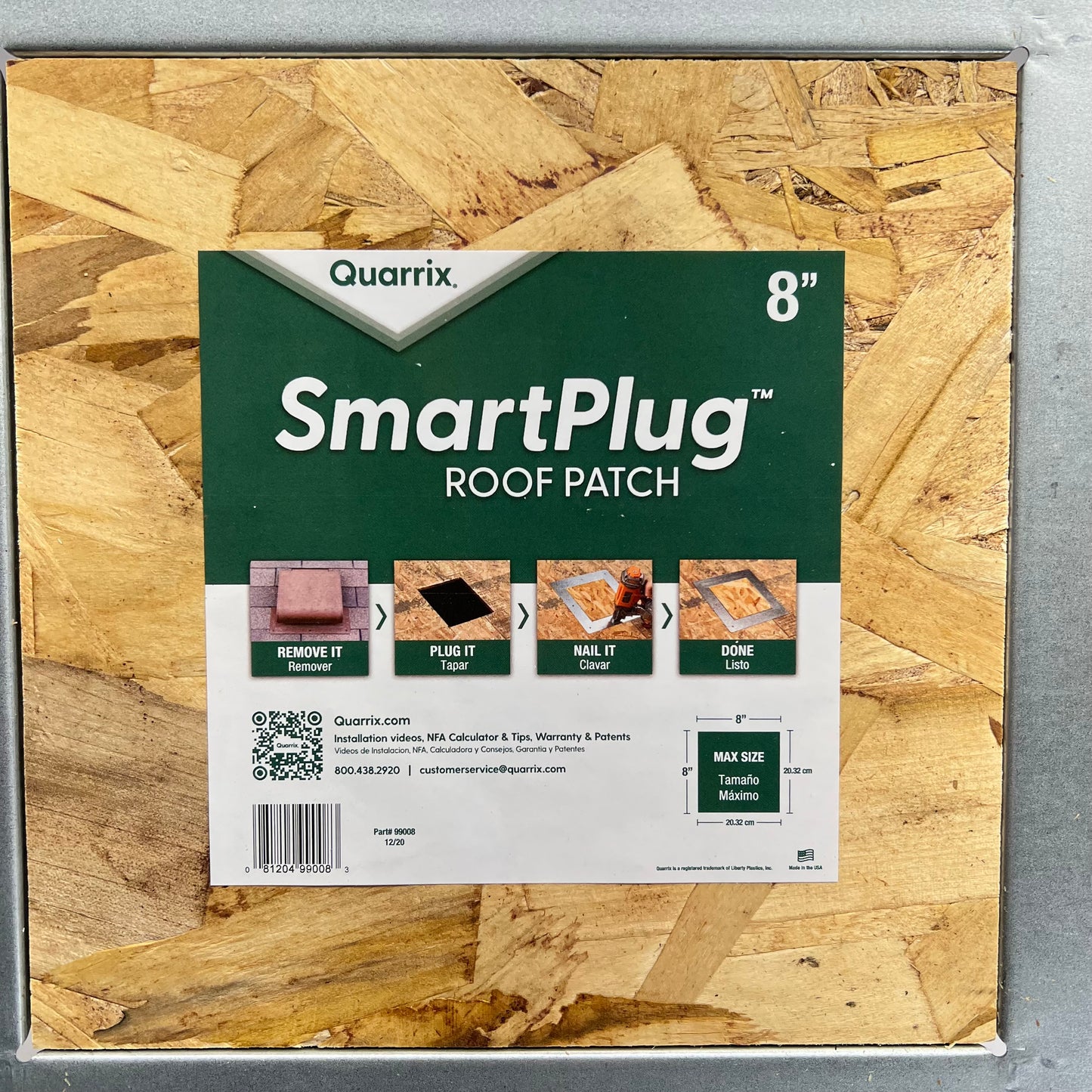 QUARRIX Smart Plug Roof Patch 24 Gauge Galvanized Steel 8" 7/16" Thick 990088