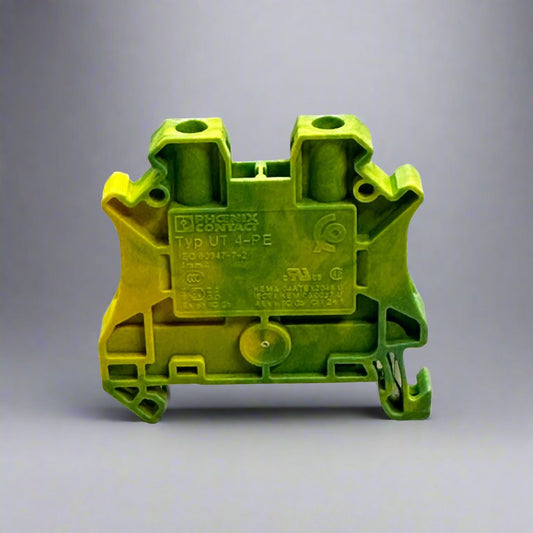 PHEONIX Feed Through Ground Terminal Block 3044092 UT 2,5-PE 1.88"x.2"x1.88" (Green/Yellow)