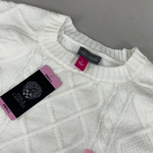 VINCE CAMUTO Cable Knit Sweater Women's Sz-S Antique White SC2895