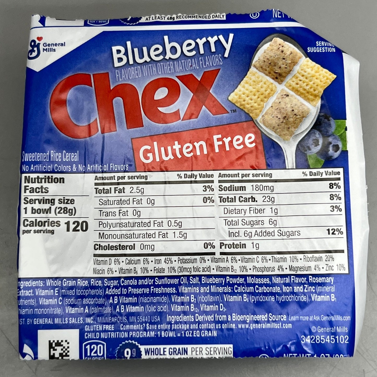 ZA@ GENERAL MILLS (96 PACK) Blueberry Chex Bowlpak 1 oz Each Bowl BB 10/24