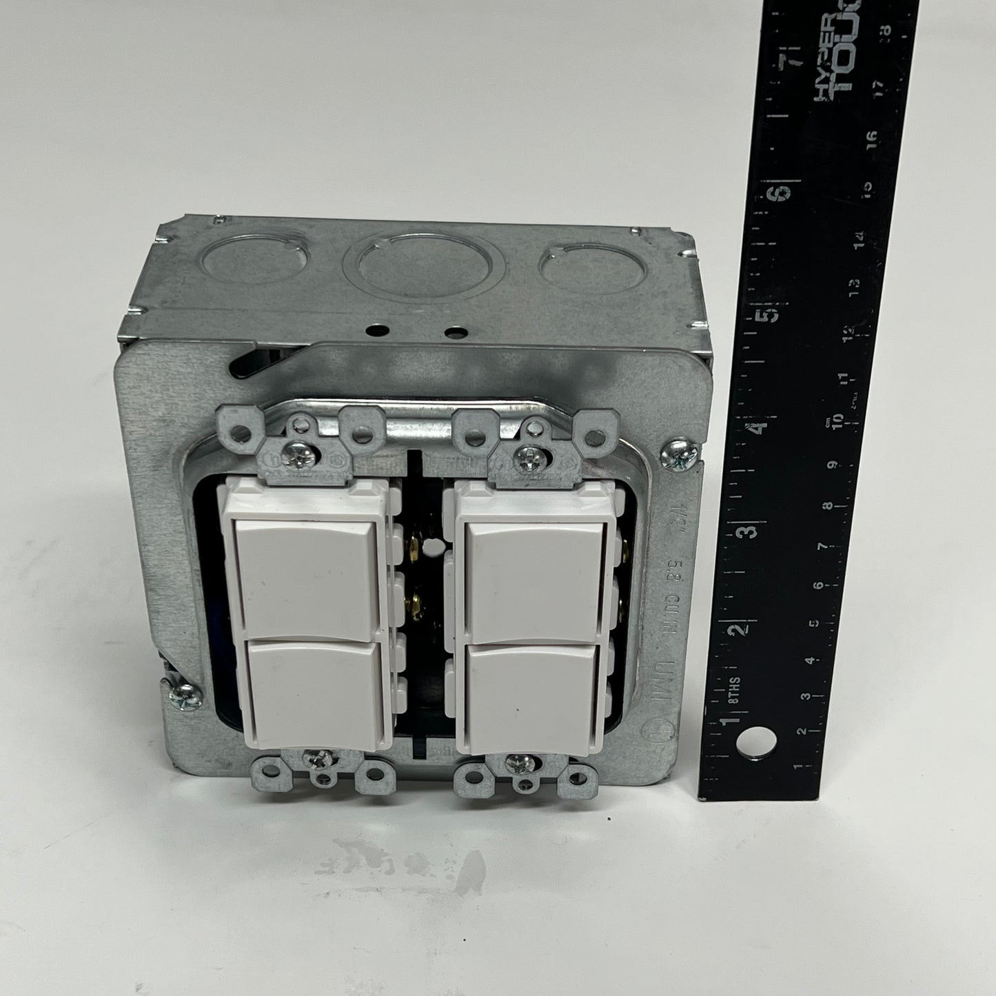 INFRATECH Duplex Stack Switch Dual Wall Plate & Gang Box 4.88x4.94x1.56" 144305