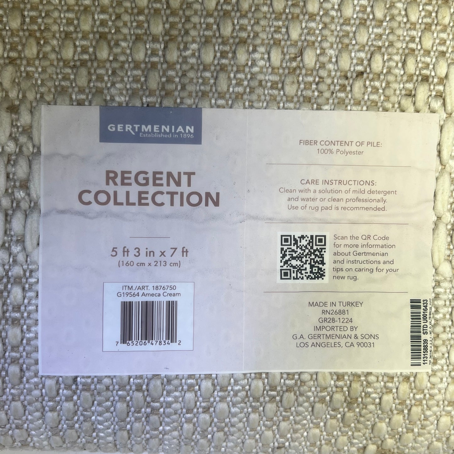 ZA@ GERTMENIAN Accent Area Rug 5' x 7' Ameca Cream 1876750 (New Other No Packaging)