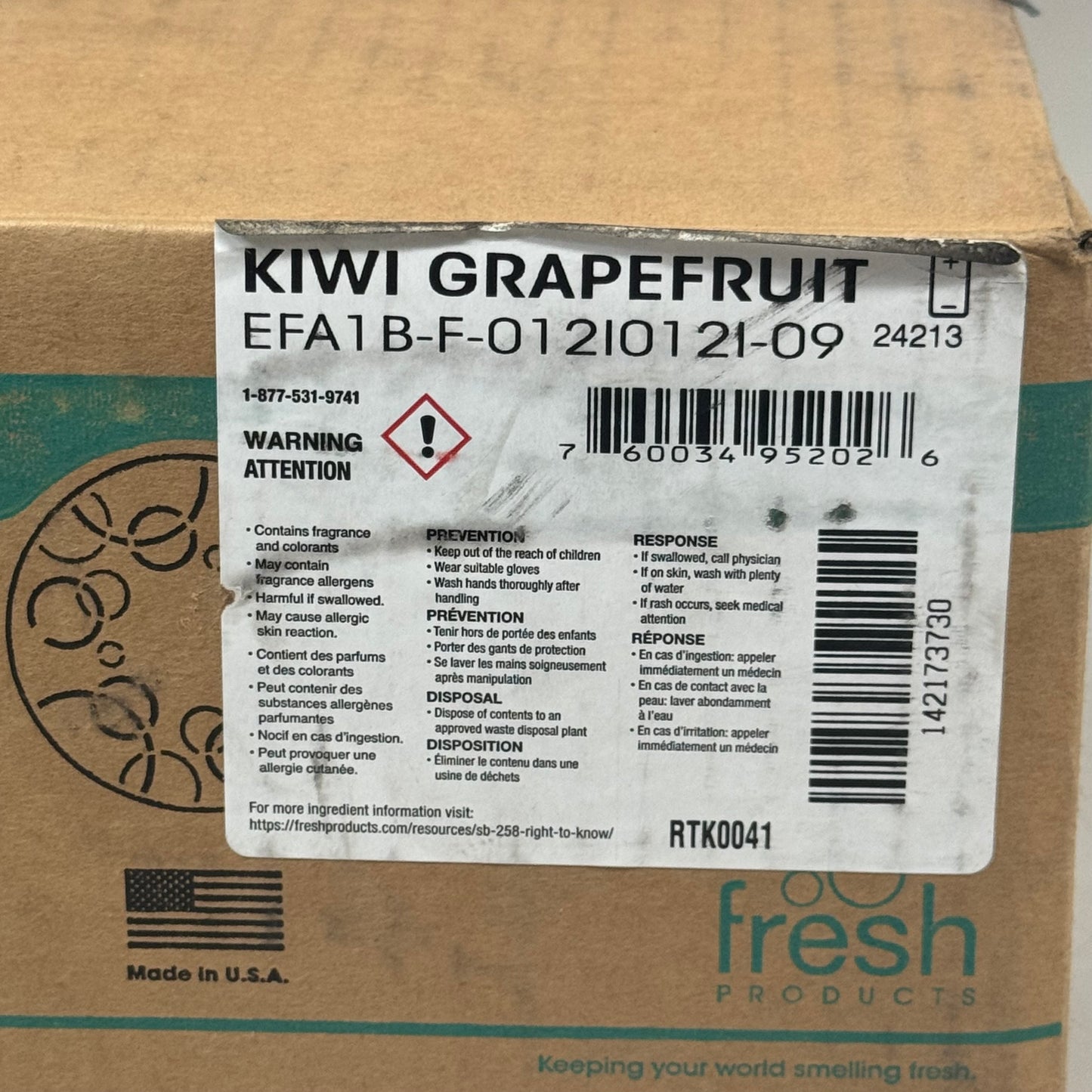 FRESH PRODUCTS (12 PACK) Easy Fresh 2.0 Air Freshener 4.8 oz Kiwi Grapefruit