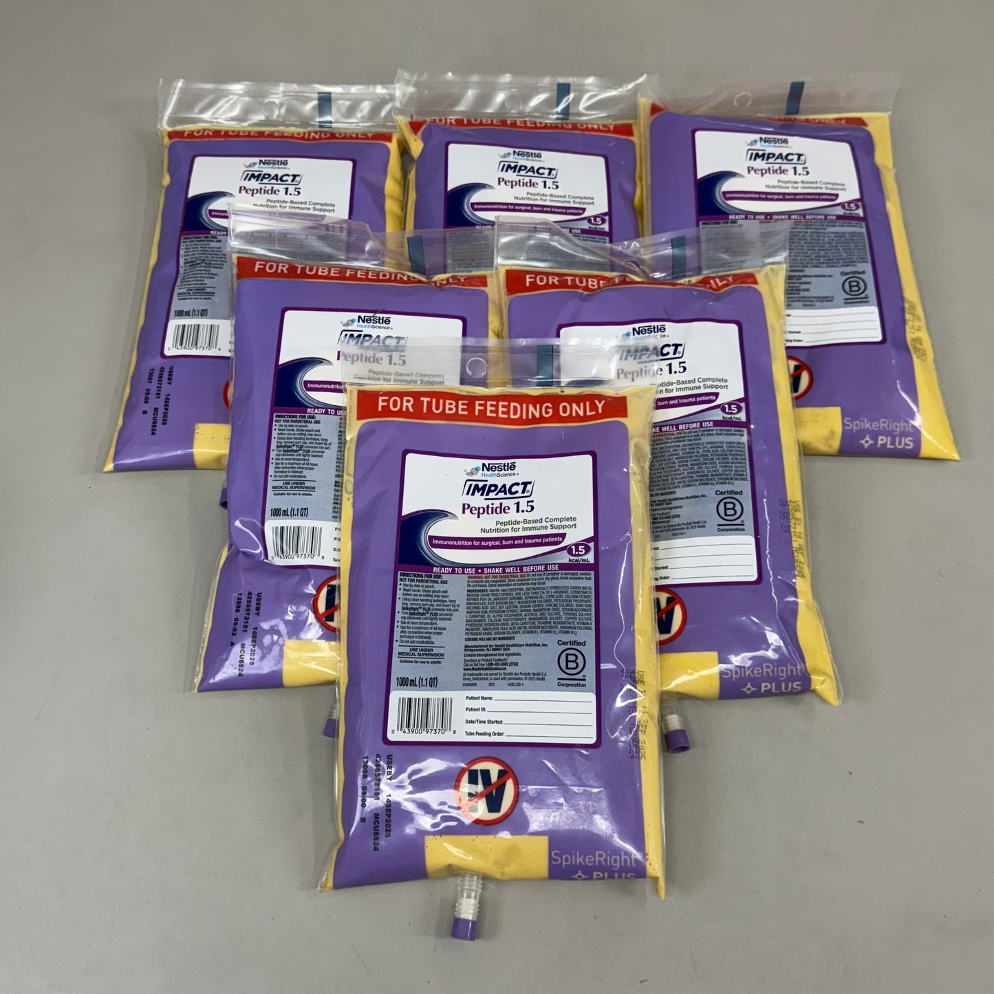 NESTLE (6 PACK) Impact Peptide 1.5 Tube Feeding Formula Unflavored 1.1qt BB 9/25