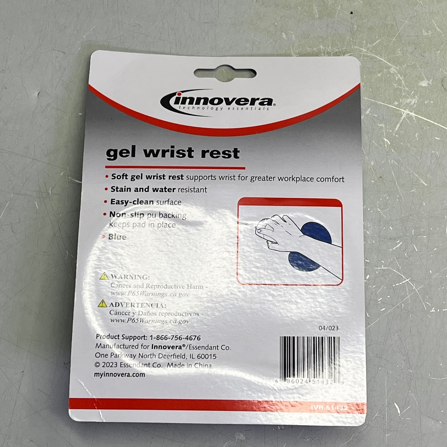 ZA@ INNOVERA (2 PACK) Gel Wrist Rest For Mouse 4.75"x3.12" Blue A