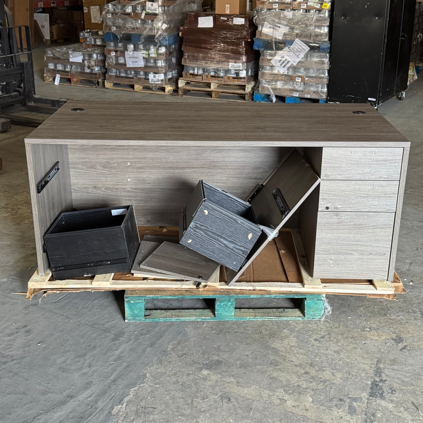 ZA@ Pallet of LORELL Double Pedestal Desk Sz 35.5"W x 71"L x 29"H - LLRPD3672DPGE (AS-IS, Damaged)