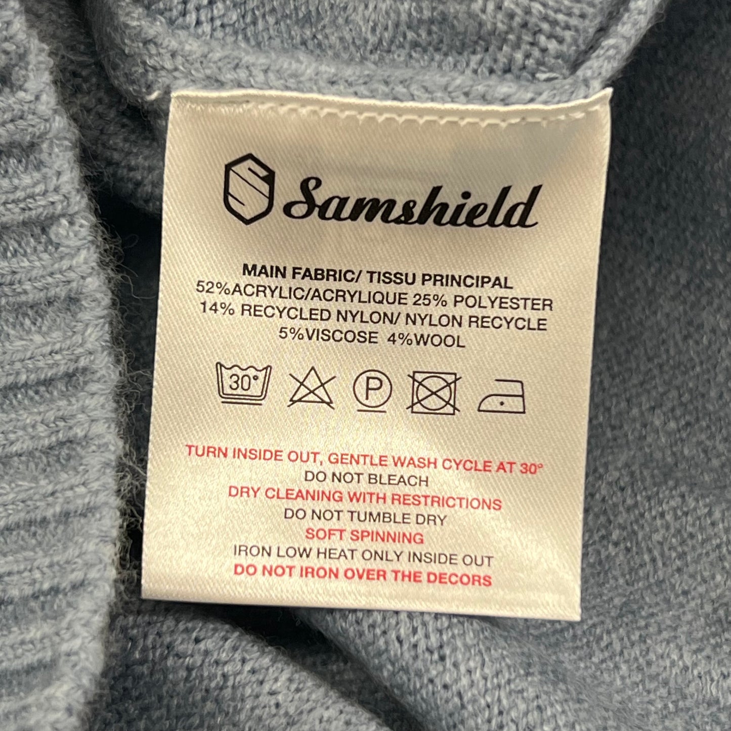 SAMSHIELD Suzanne Equestrian Quarter Zip Sweater Women's Sz S Washed Blue