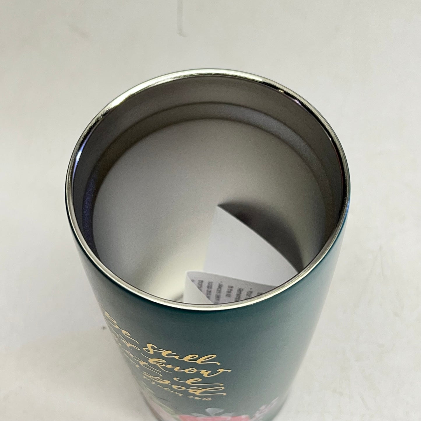 CHRISTIAN ART GIFTS Psalm 46:10 Floral Stainless Steel Travel Tumblr 18 Fl Oz
