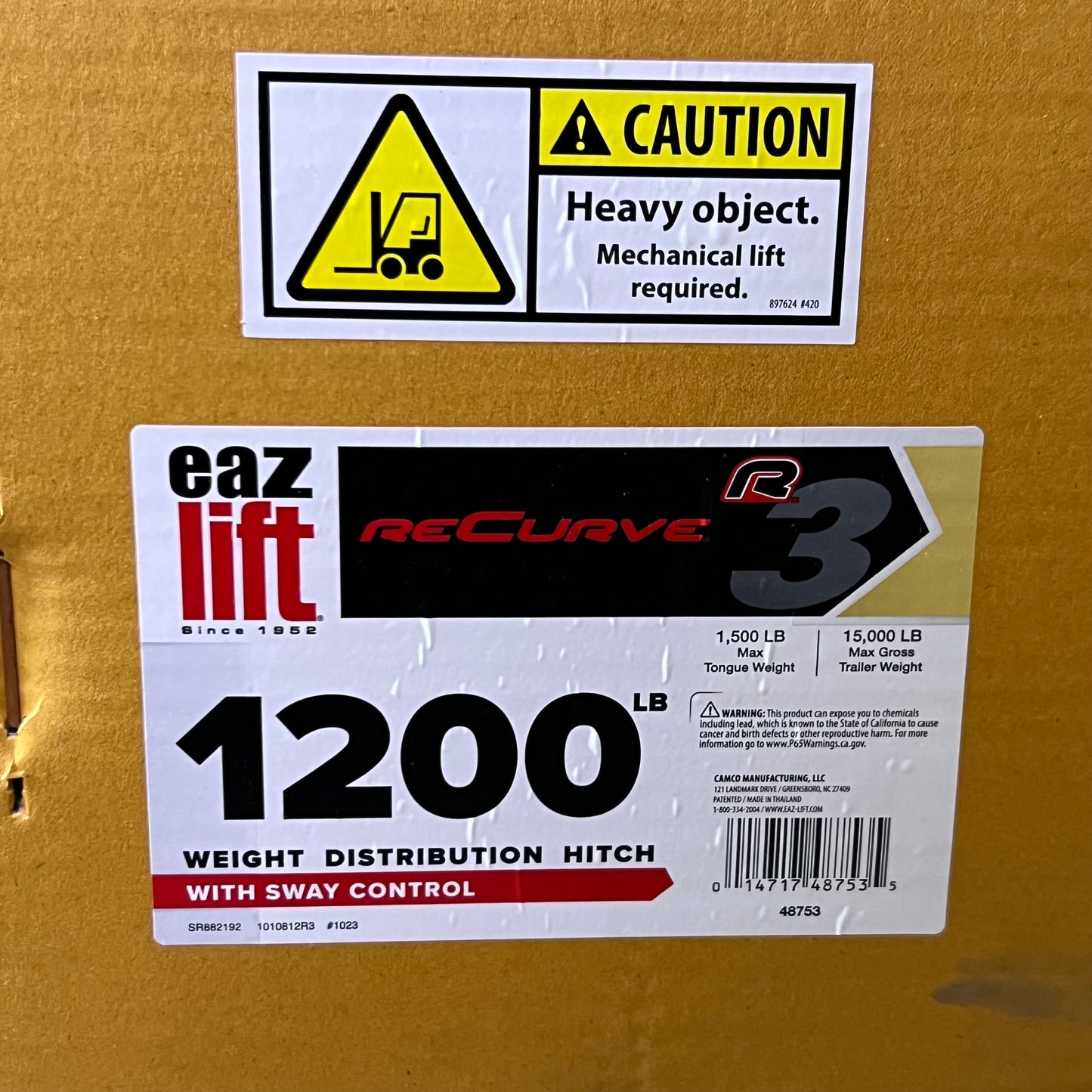 EAZ-LIFT Recurve R3 Weight Distribution Hitch With Sway Control 1200 lb. TW/15000lb GTWR 48753-A
