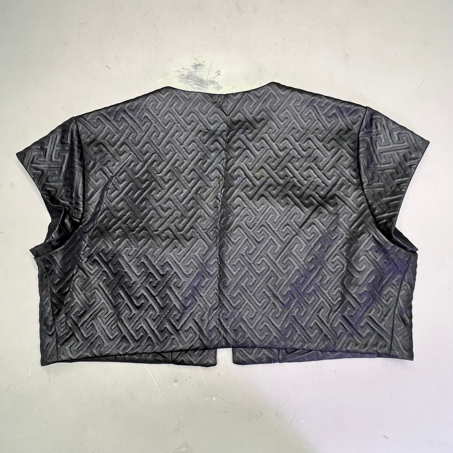 NATORI Textured Quilted Vest Maze Short Sleeve Cardigan Women's Sz XL Black