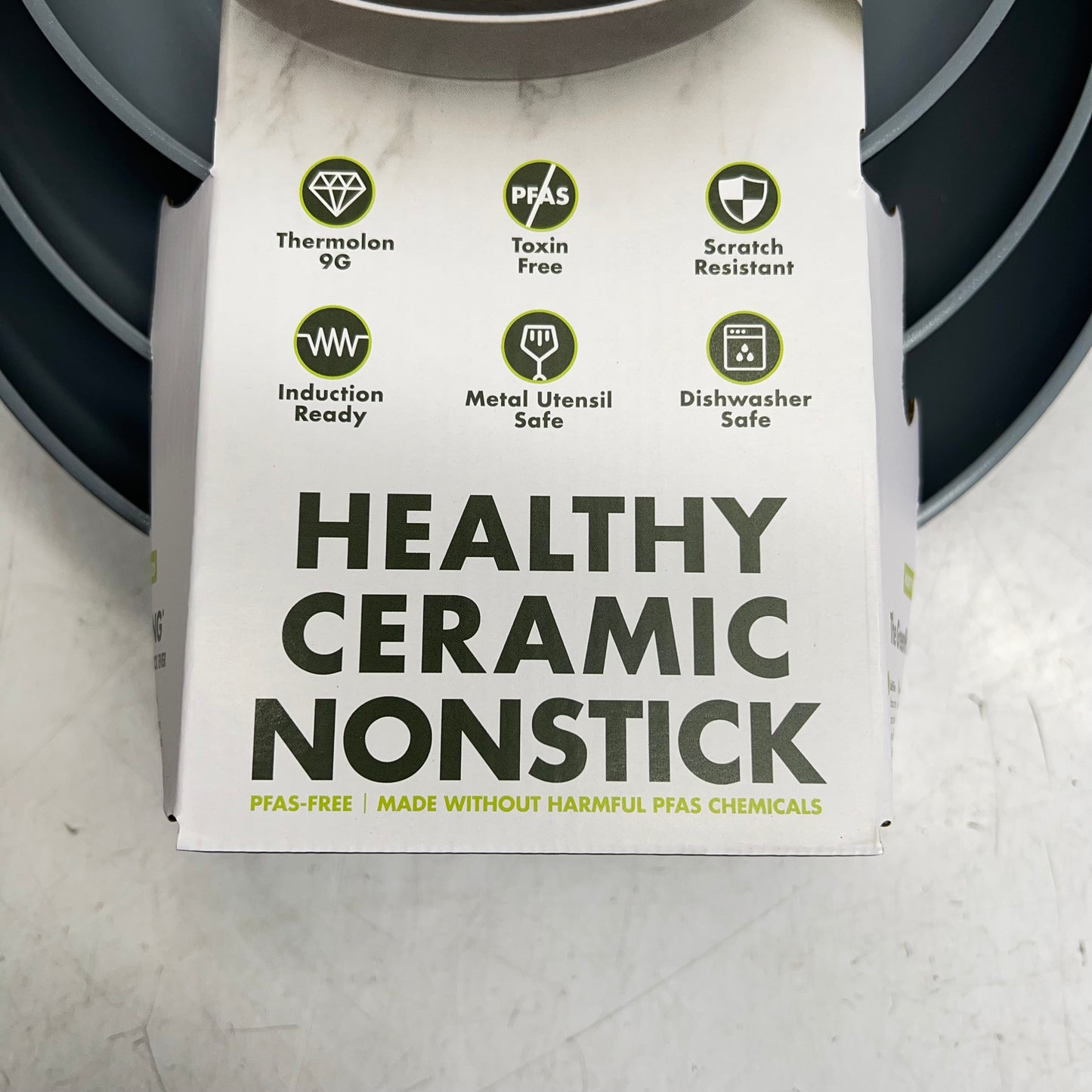 GREEN LIFE Valencia Pro Ceramic Nonstick Frypan Set  8" 9.5" & 11" Charcoal Grey