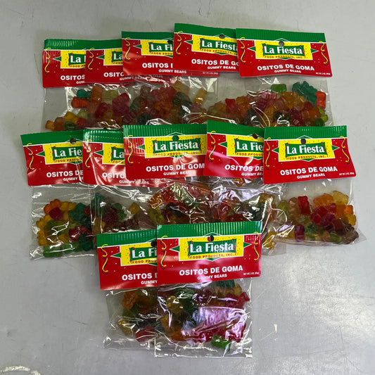 LA FIESTA (12 PACK) Ositos De Goma Gummy Bears Candy Snack 3 oz