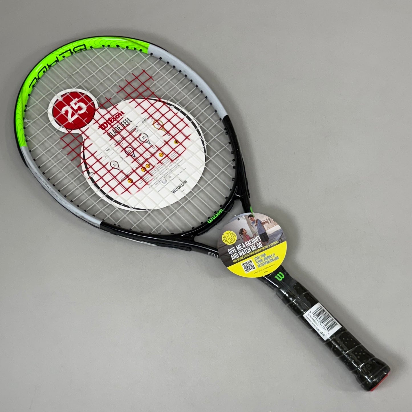 WILSON Blade Feel Junior Tennis Racquet Ages 9-10 25" Grip 3 7/8" Green/Black WR055520U