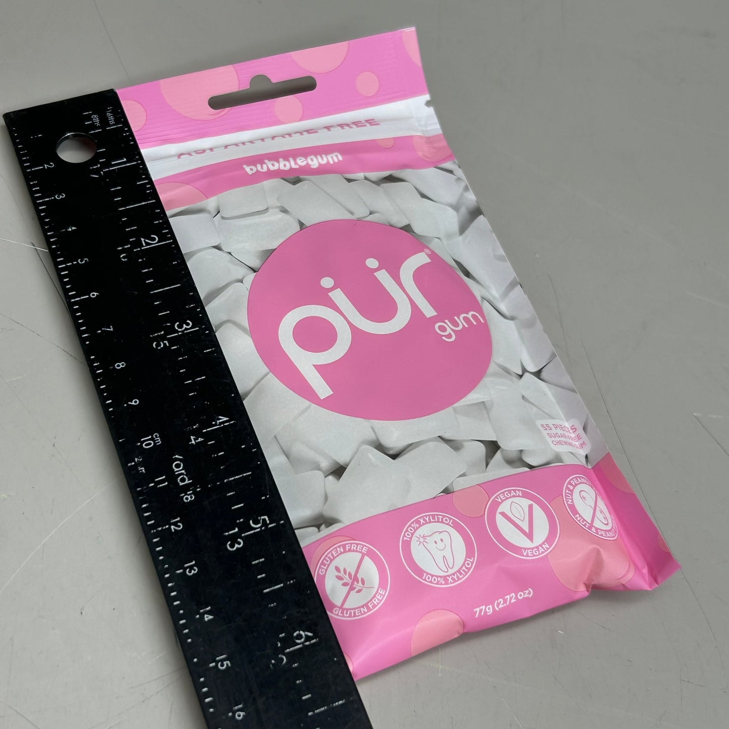 ZA@ PUR (12 PACK, 55 Pieces Each) Sugar Free BubbleGum Flavored Chewing Gum B