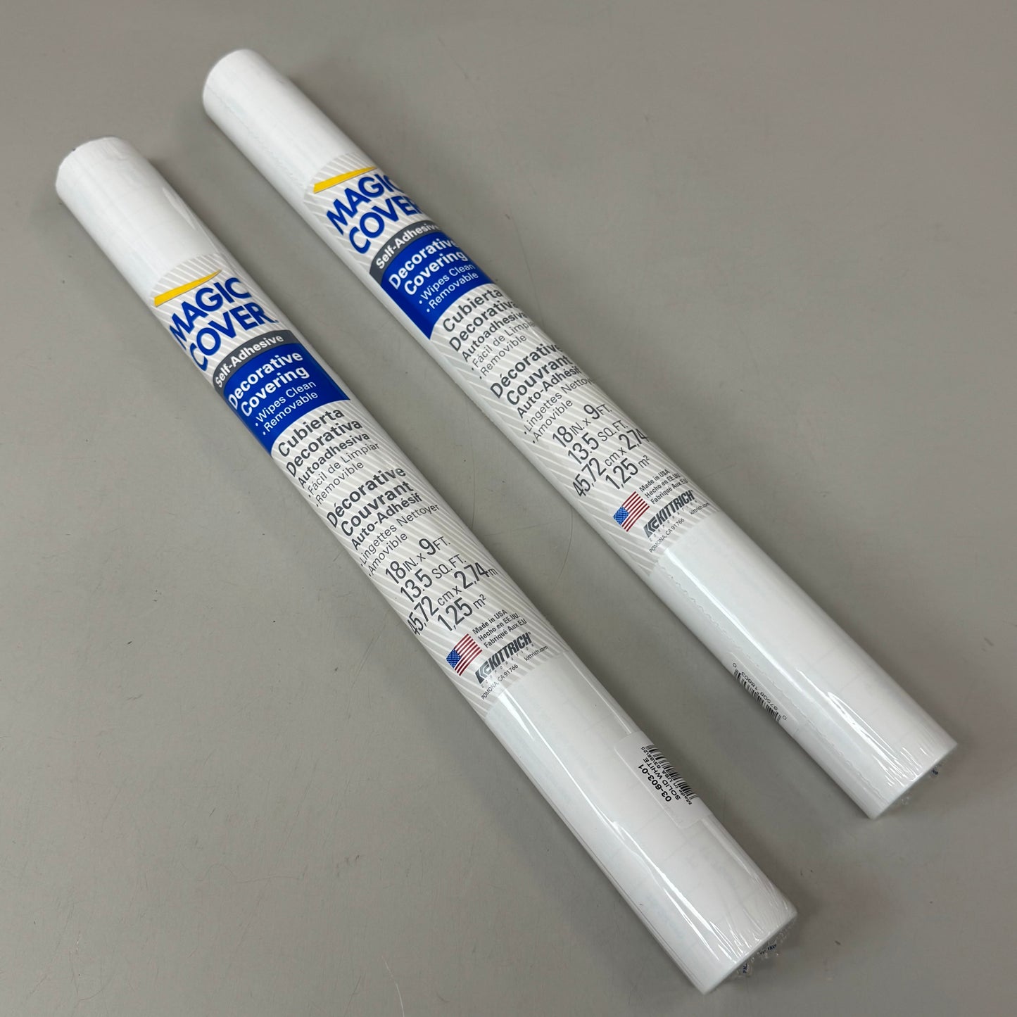 MAGIC COVER (2 Pack) Self-Adhesive Shelf/Drawer Liner 18"x9' Solid White 03-603-01