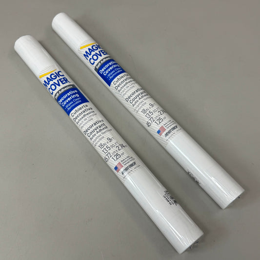 MAGIC COVER (2 Pack) Self-Adhesive Shelf/Drawer Liner 18"x9' Solid White 03-603-01
