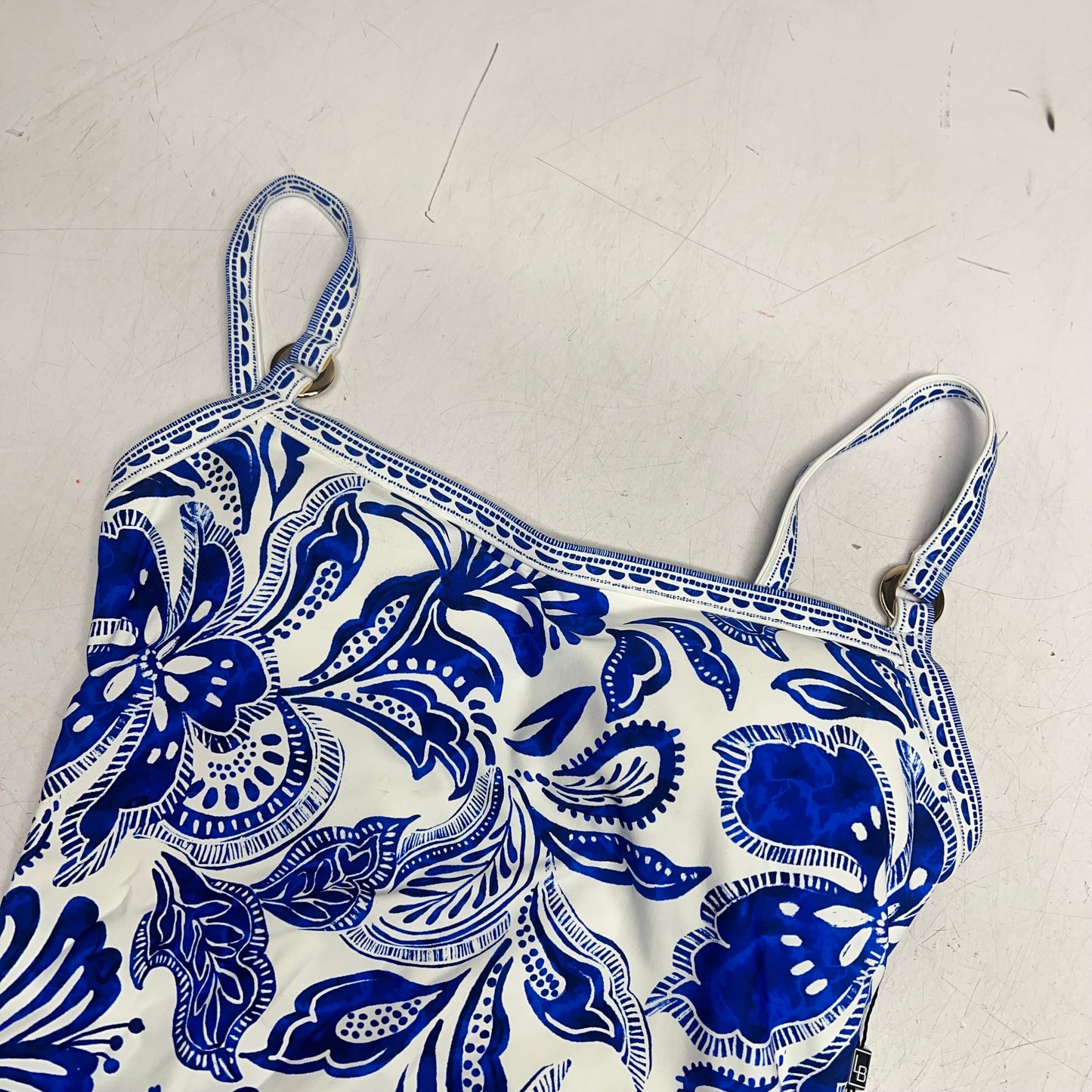 LA BLANCA  Lingerie One Piece Swimsuit Women's Sz 4 Botanical Brocade Lapis