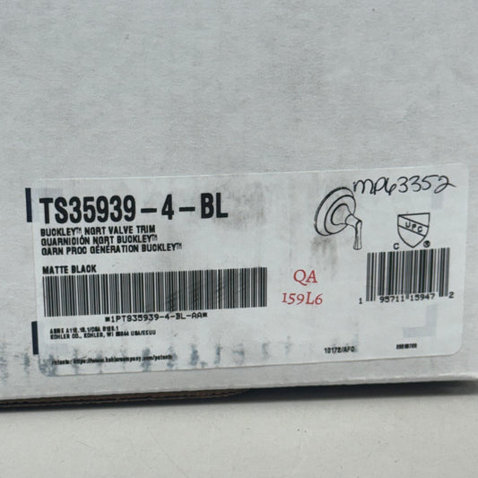 KOHLER Buckley Nort Valve Trim Only Single Handle Matte Black TS35939-4-BL