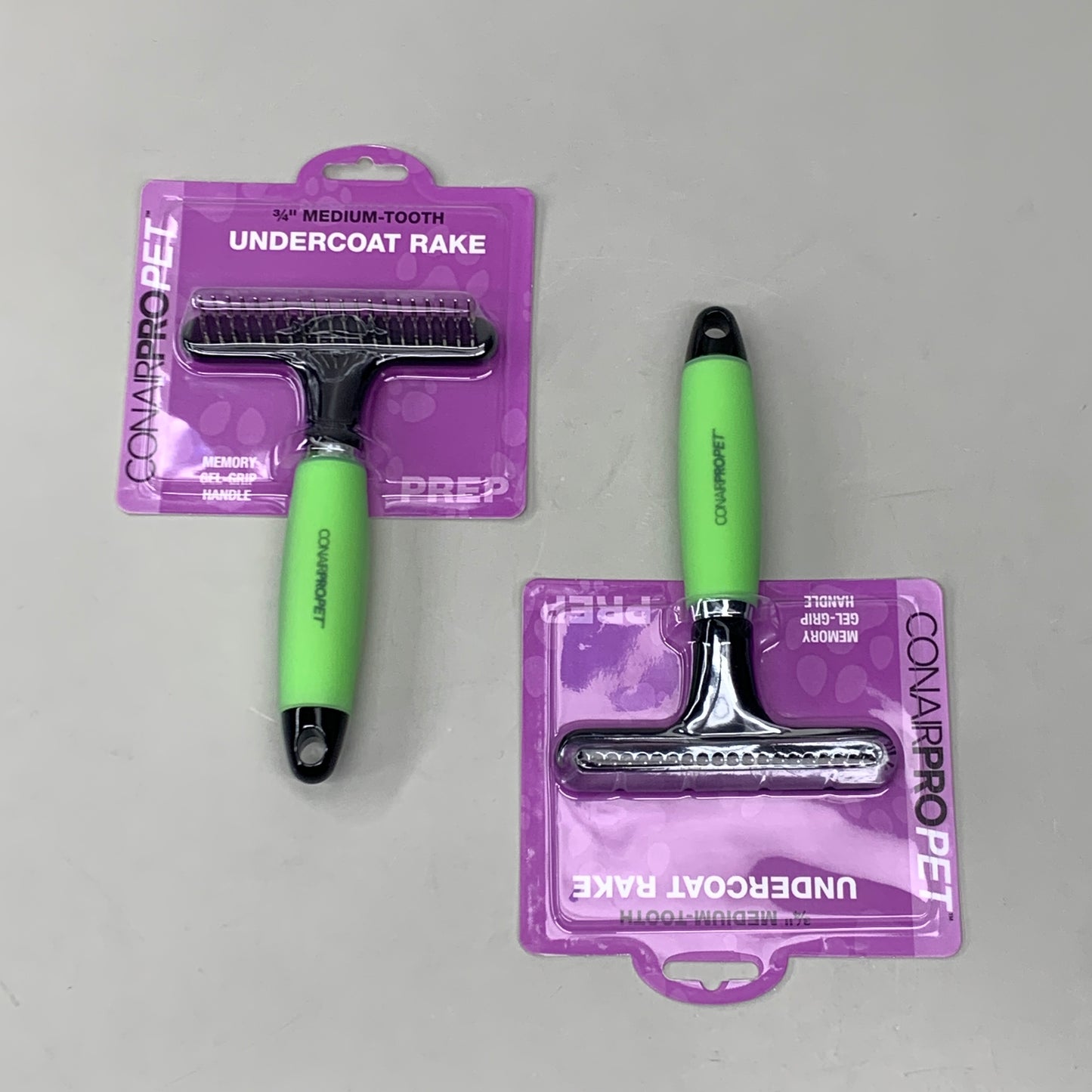 CONAIRPRO PET (2-PACK) Medium Tooth Undercoat Rake Brush 3/4" Green PGFRMD-320B