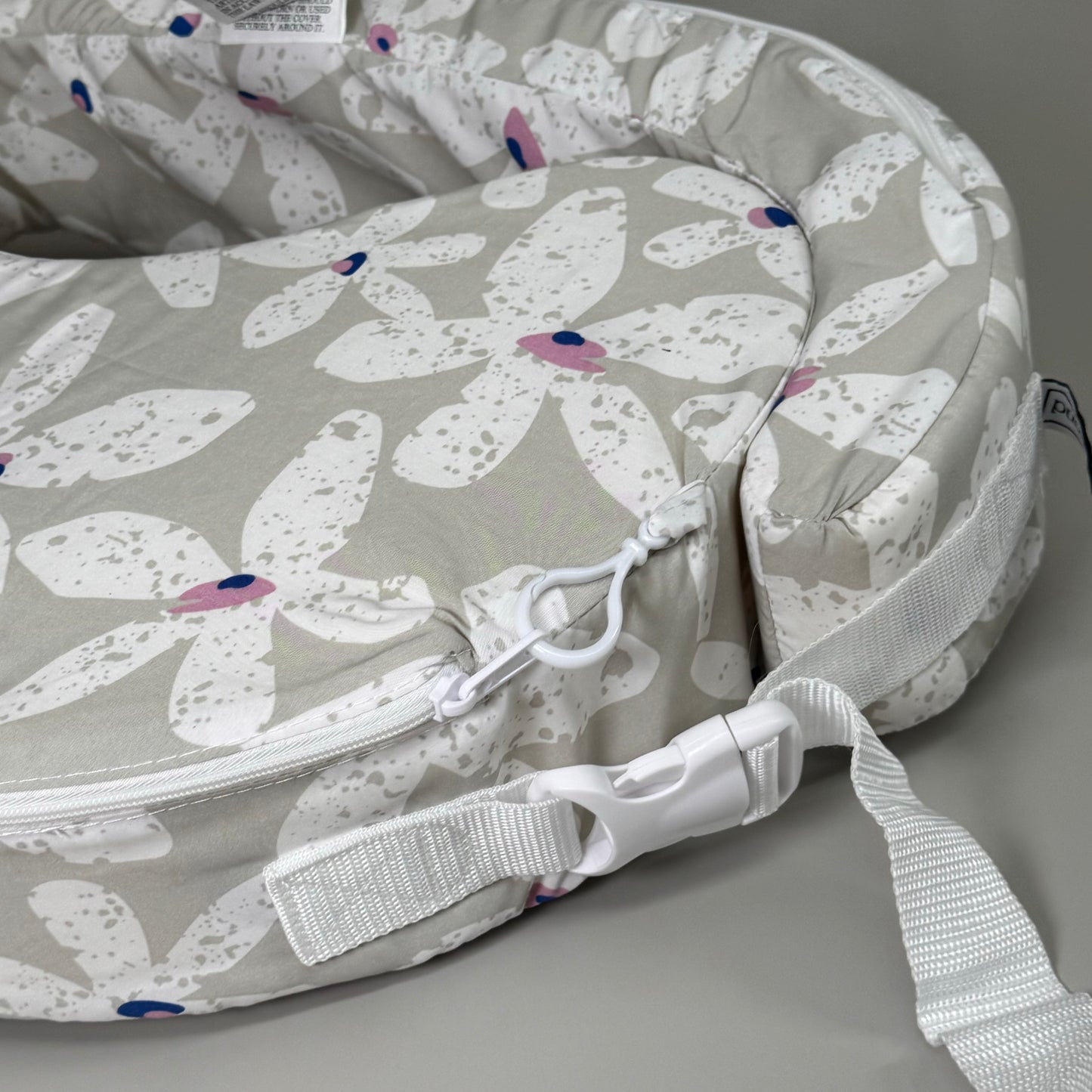 ZA@ MY BREAST FRIEND Original Side Pocket Nursing Pillow Support Floral Grey 22" x 15"