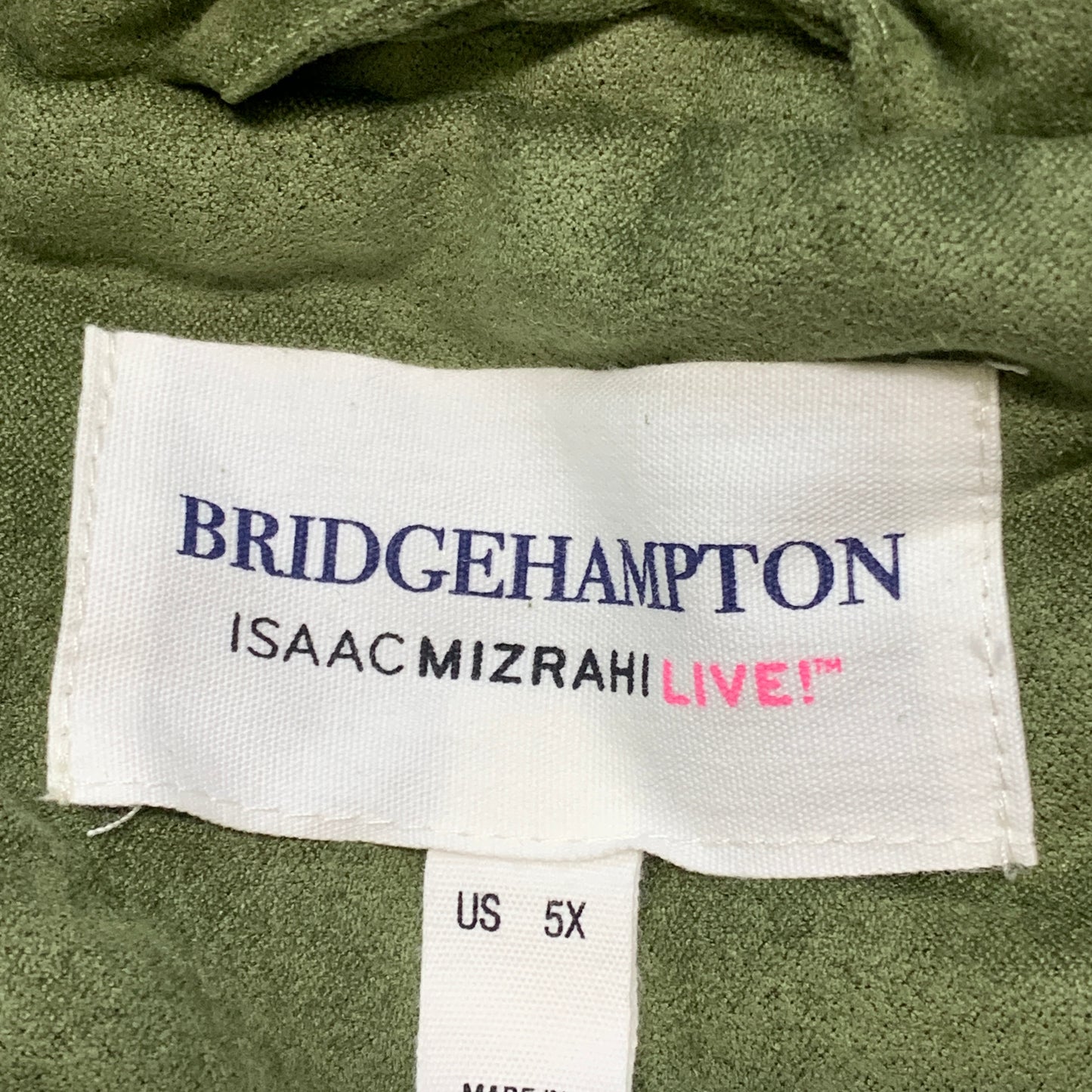 BRIDGE HAMPTON ISSAC MIZRAHI LIVE! Faux Suede Coat Full Snap Up Basil Size 5X