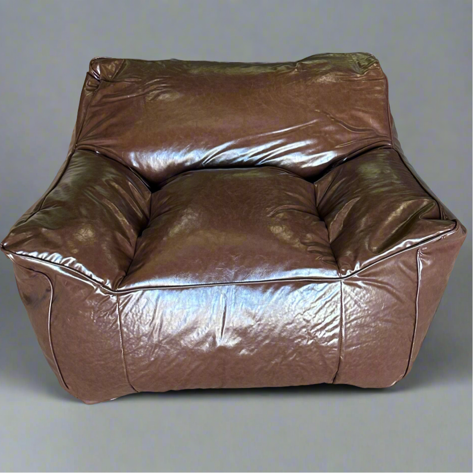 ZA@ SXB Faux Leather Bean Bag Chair Cyan Retro Brown (New)