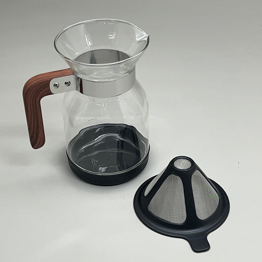 EPOCA Glass Pour Over Coffee Set Reusable Stainless Steel Filter 36oz POWD6636