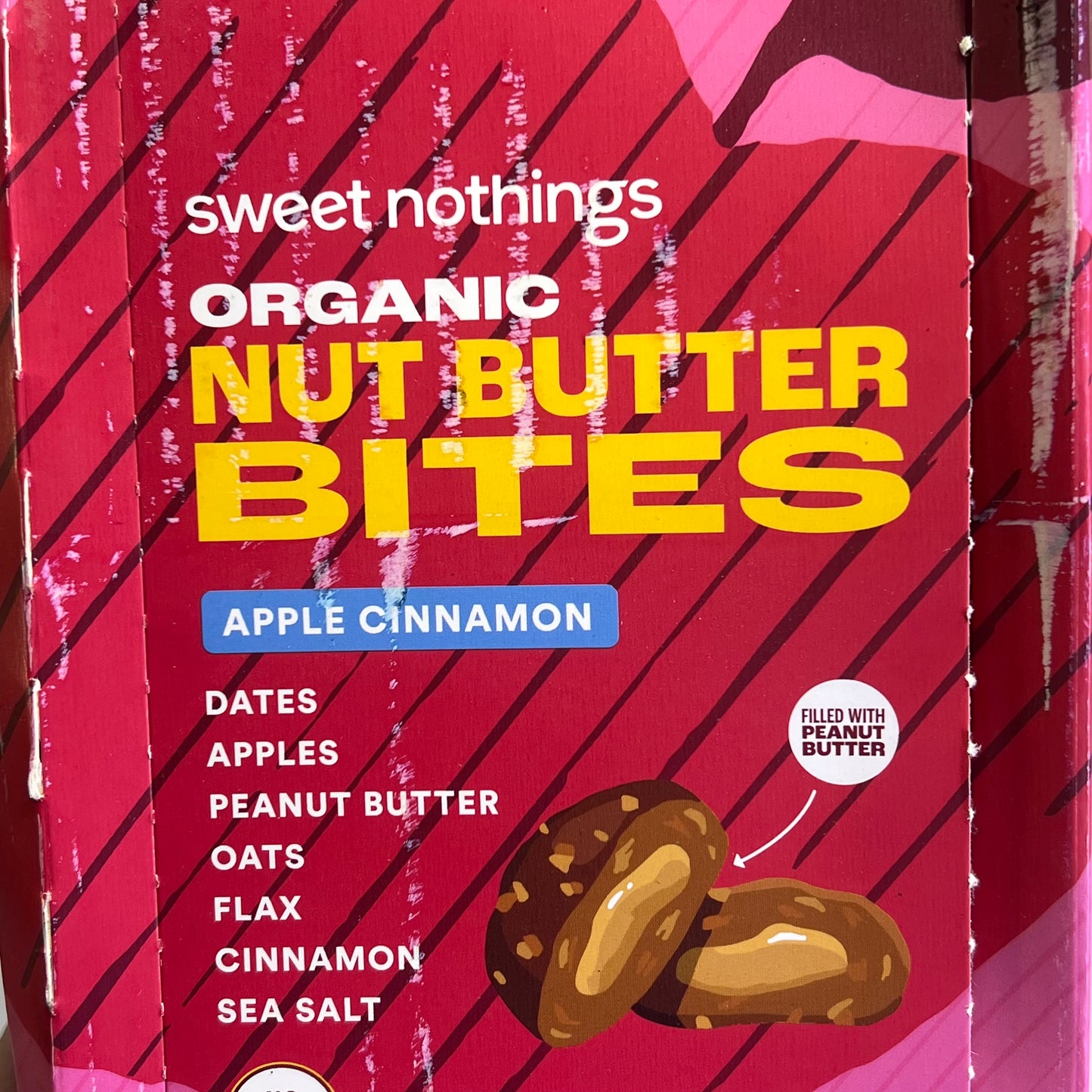 ZA@ SWEET NOTHINGS (12 PACK) Organic Nut Butter Bites Apple Cinnamon Flavor BB 07/26 (As-is)