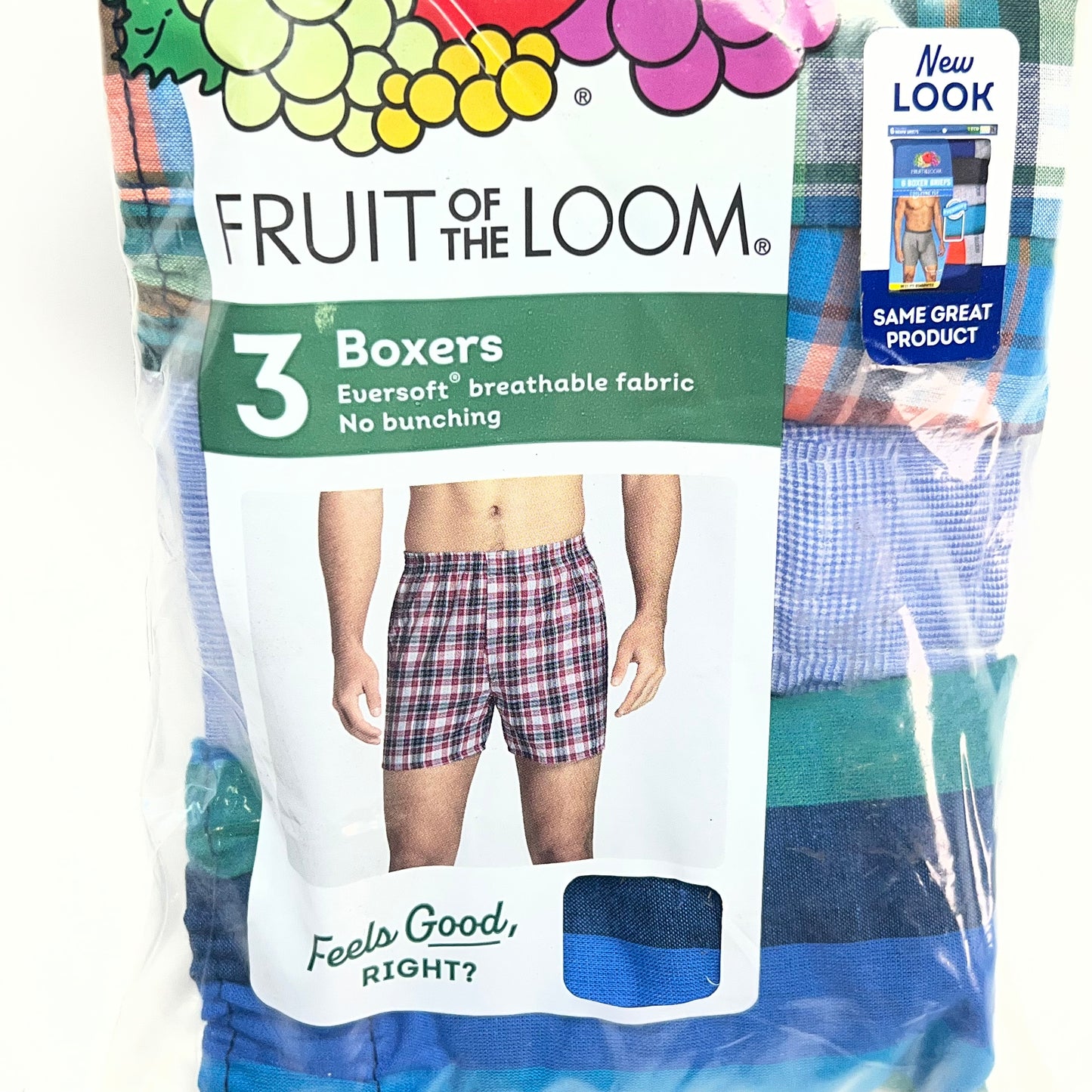ZA@ FRUIT OF THE LOOM (3 PACK) Eversoft Breathable Fabric No Bunching Boxers Men's Sz M Plaid/Multicolor 590103