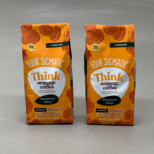 FOUR SIGMATIC (2 PACK) Think Organic Coffee Lions Mane Chaga Mushroom 12 oz 7/25