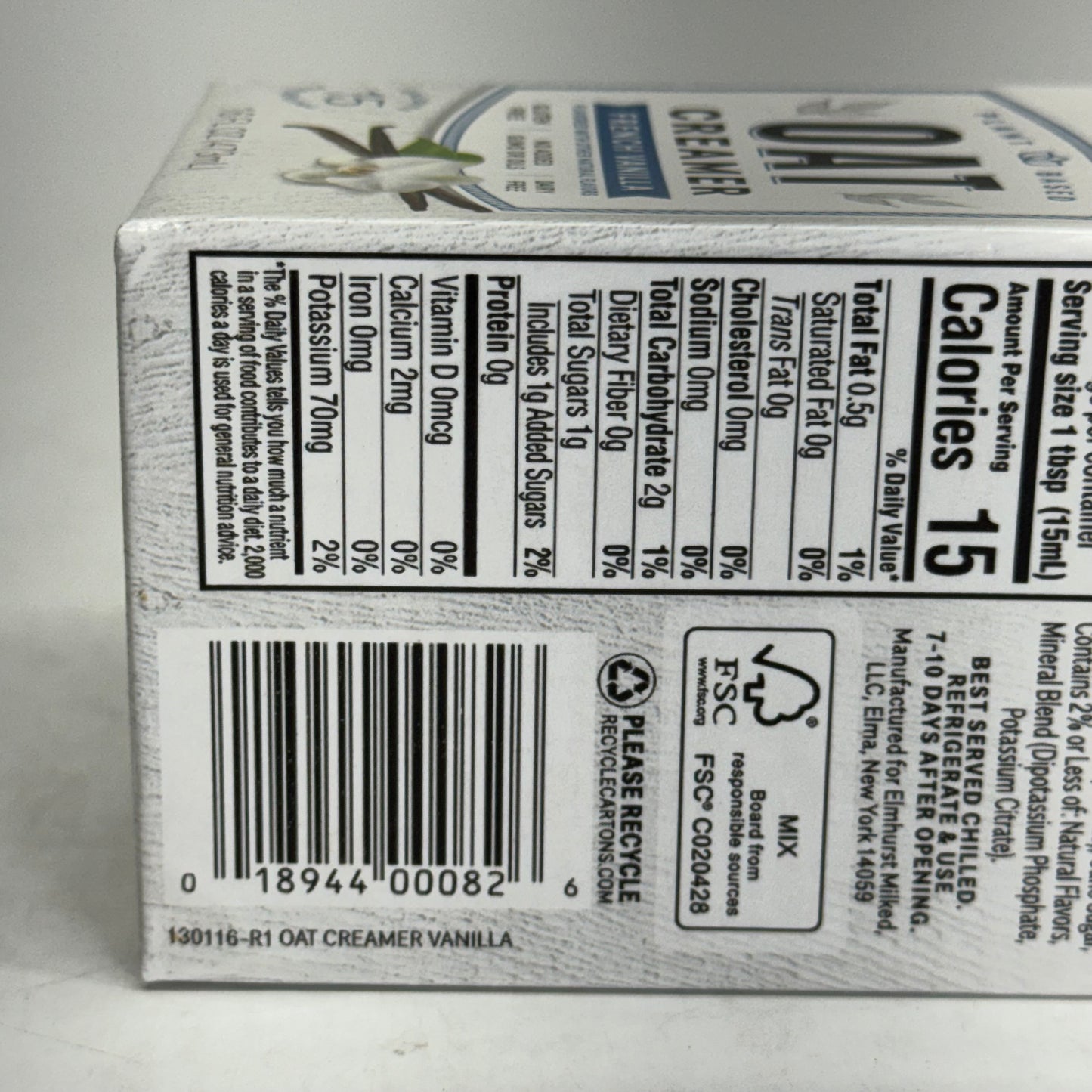 ELMHURST (6 PACK) Elmhurst Vanilla Oat Creamer 16 fl oz. BB 10/26