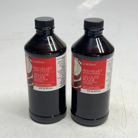 LORANN (2 PACK) Red Velvet Bakery Emulsion For Color & Flavor 16 Fl Oz BB 08/27