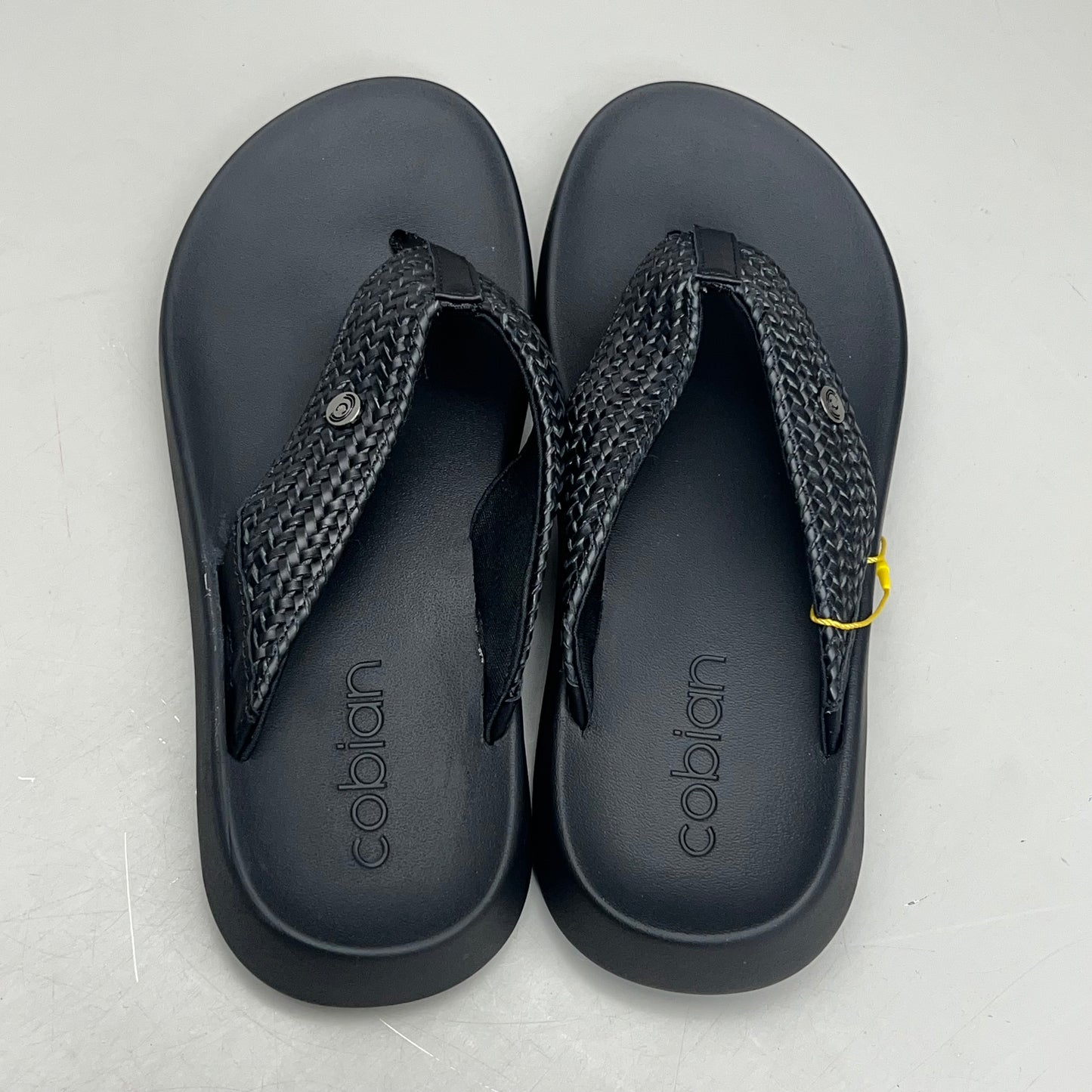 COBIAN Palmilla Braided Synthetic Leather Strap Sandals Women's Sz 7 EU 37 Black PAL25-001-07