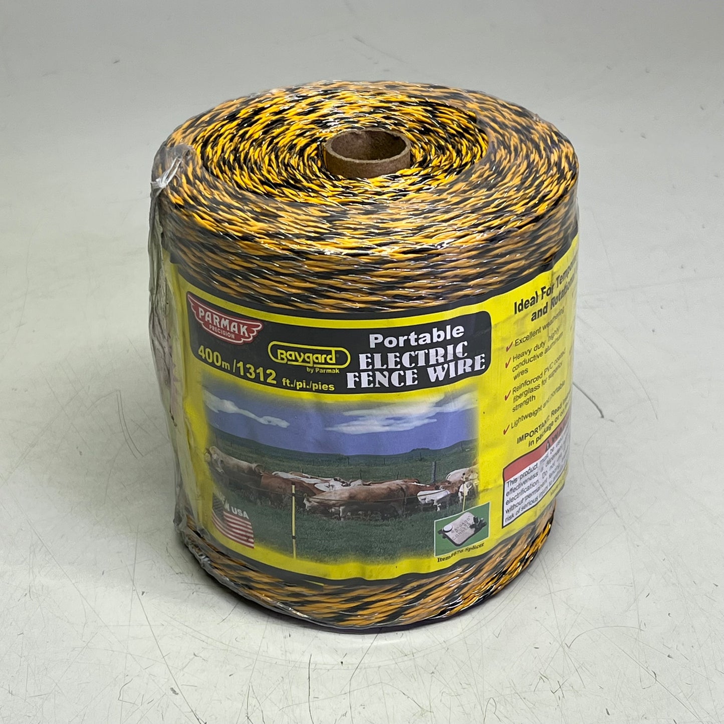 PARMAK 122 Electric Fence Wire PVC Coated Fiberglass 1,312ft Black/Yellow PM-122