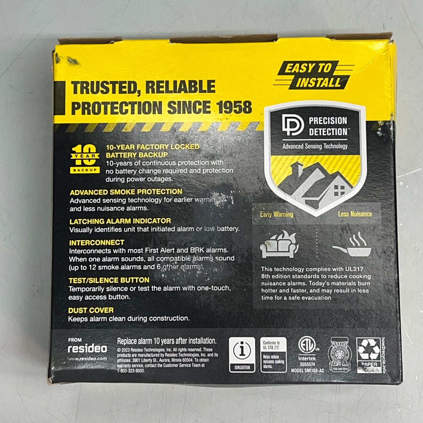 FIRST LINE Interconnect Hardwire Smoke Alarm W/ 10 Year Battery Backup SMI105-AC