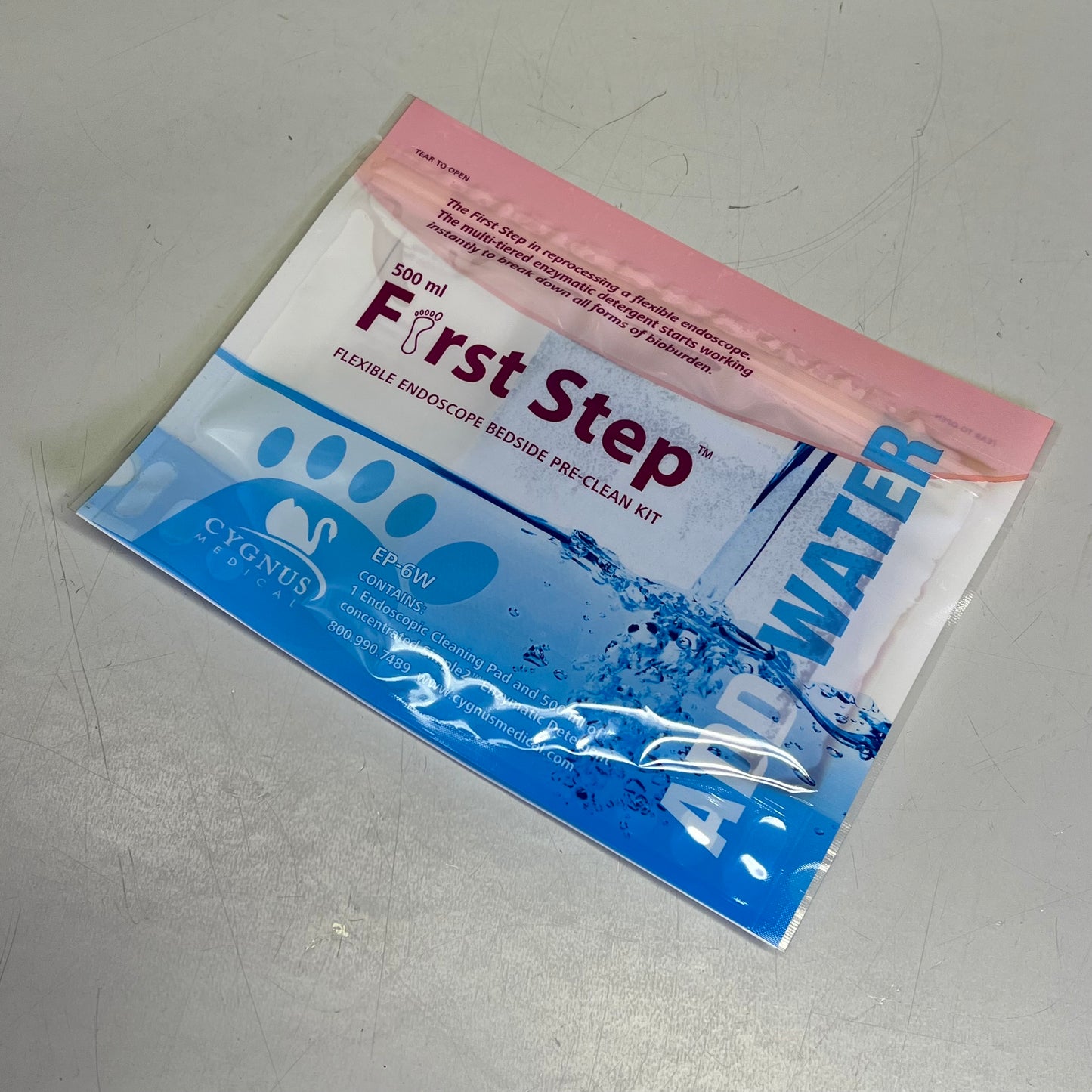 ZA@ CYGNUS MEDICAL (7 PACK) First Step Flexible Endoscope Bedside Pre-Clean Kit 500ml EP-6W