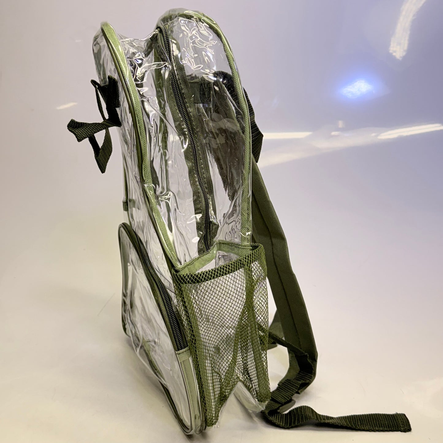 BWAP 17" Clear Plastic Backpack 17" x 12" x 6" Color Olive Green BP1643